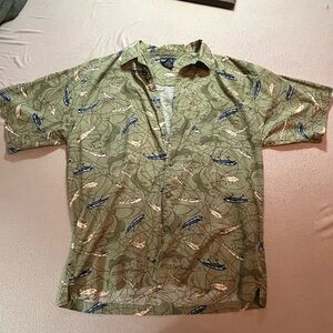 Puritan Olive and Blue Patterned Men's Shirt